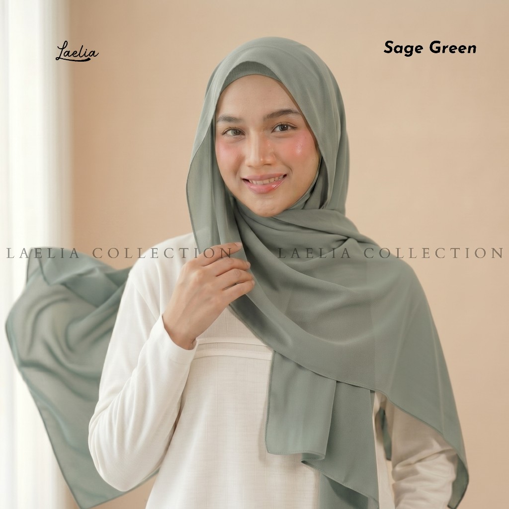 Pashmina Ceruty Sage Green | Hijab Kekinian Simple