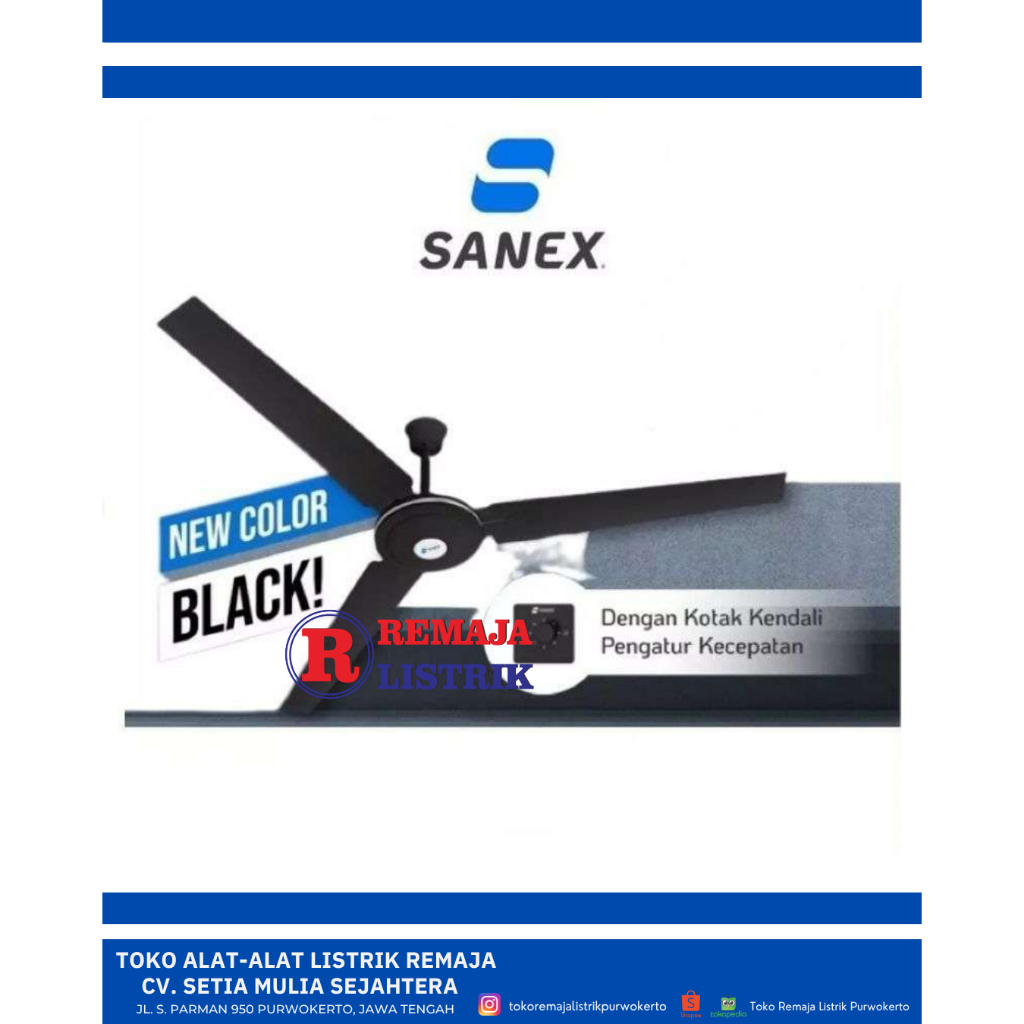Kipas Angin Gantung Plafon 56 inch / CMC Sanex Black 56 inch
