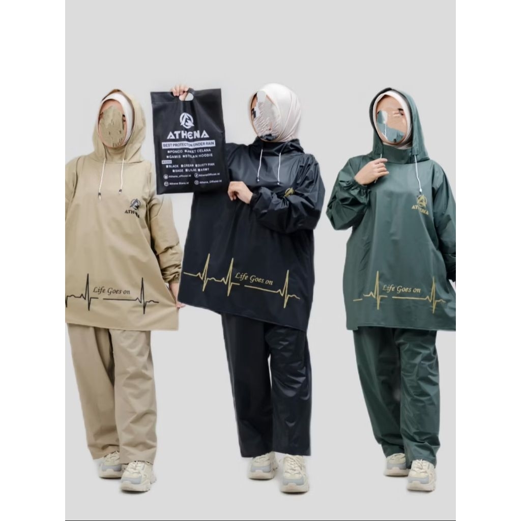 Jas Hujan Athena Baju stelan Hoodie Baju Celana Jumbo Jas Hujan Model Hoodie pria wanita