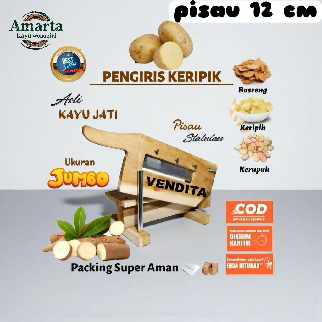kayu jati Alat ukuran sedang mesin pengiris pemotong Perajang kerupuk singkong opak mentah basreng