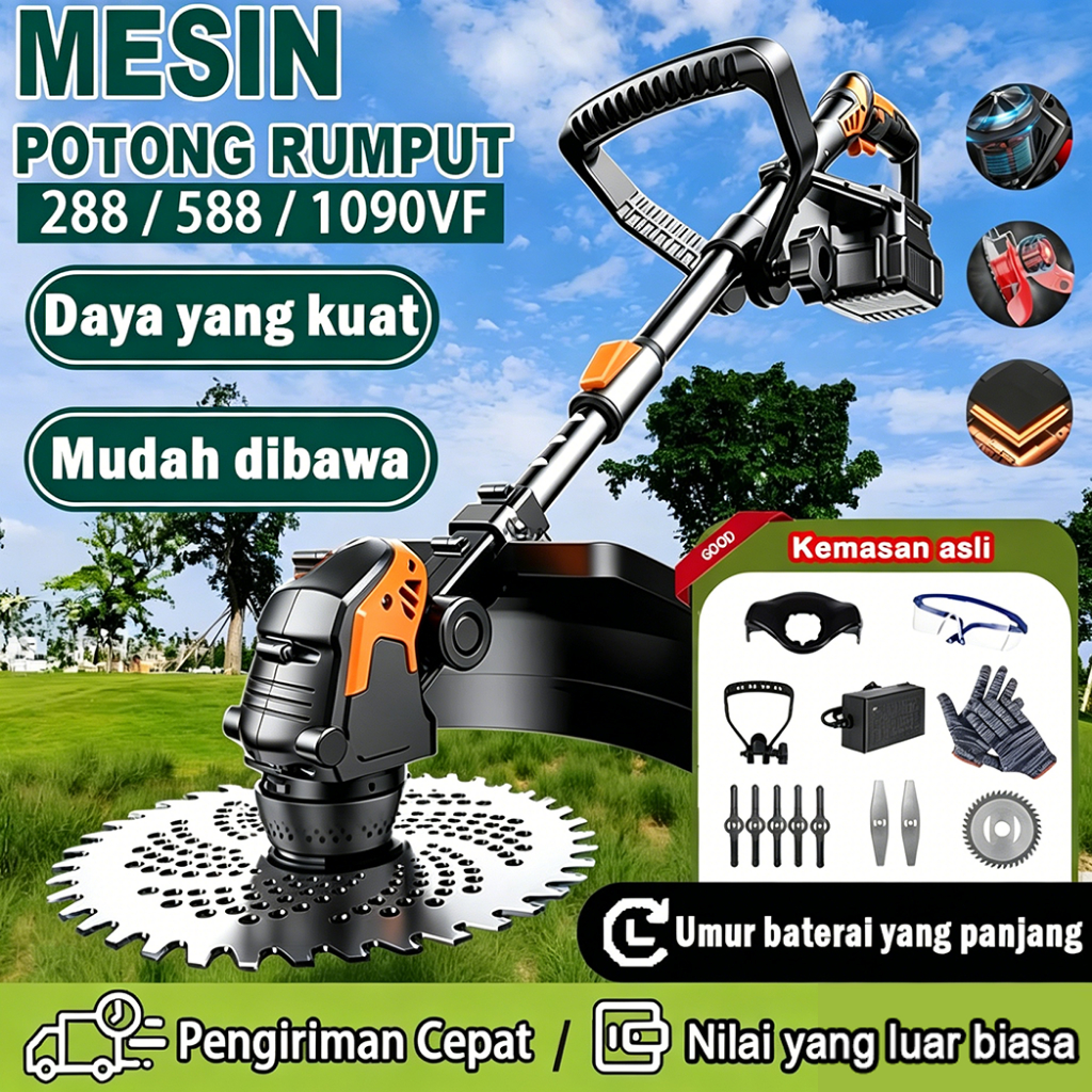 NEW Mesin Potong Rumput 288/588/1090VF Pemotong Rumput Listrik Pemangkas Rumput dengan Baterai
