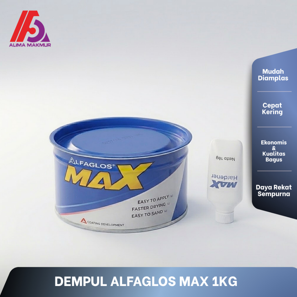 Dempul Alfaglos Max 1kg / Dempul AlfaMax 1kg / Dempul Alfa / Dempul Mobil / Dempul Cepat Kering