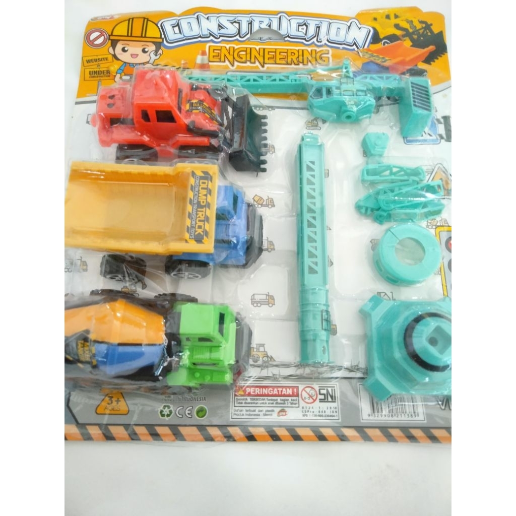 mainan truk konstruksi set isi 3