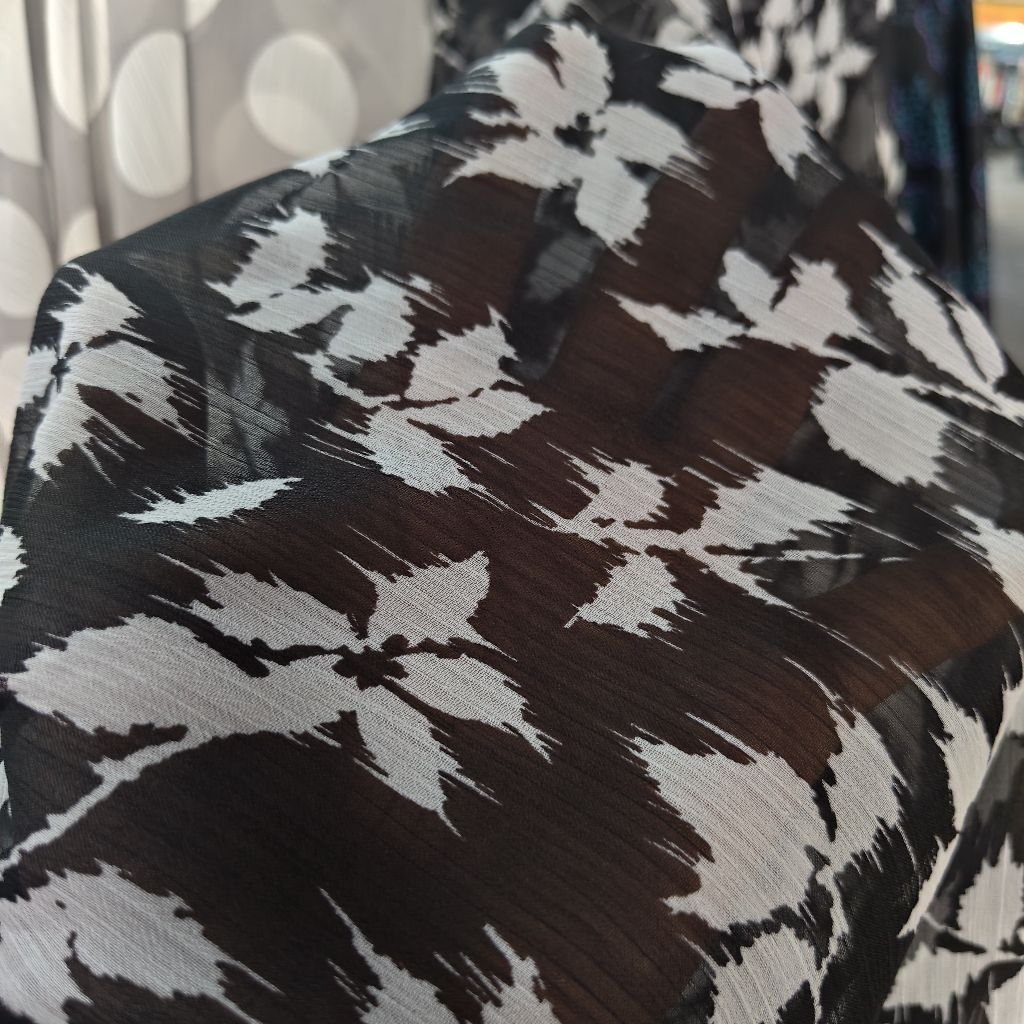 KAIN SIFON KRINGKEL PREMIUM MOTIF BUNGA BESAR SISA GARMENT  - KAIN SIFON YORYU MOTIF KEMBANG BESAR  