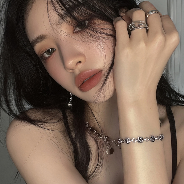 Auravibe Jewelry -Gelang Unisex Pria dan Wanita Gelang Hati Krom Pria Salib Berlian Platinum Perhias