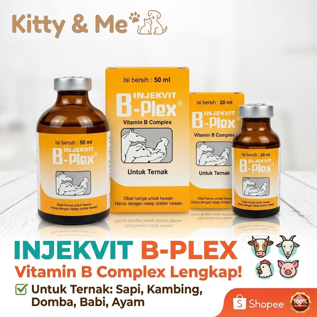 INJEKVIT B PLEX 20 ML DAN 50 ML - Vitamin B Complex Untuk Ternak Sapi Kambing Domba Babi Ayam