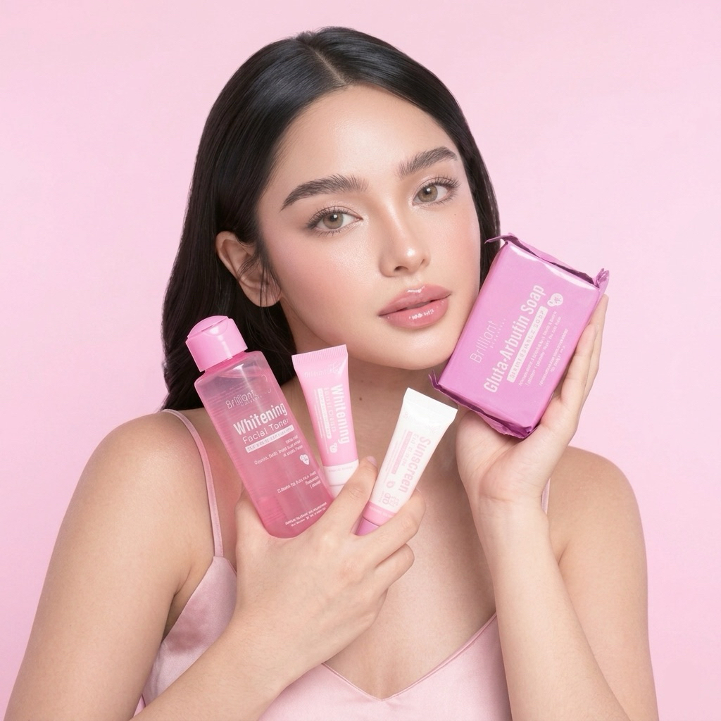 Brilliant Paket Skincare whitening  Lengkap 4 IN 1  (tanpa box / mika) / dapat sesuai gambar - Mence