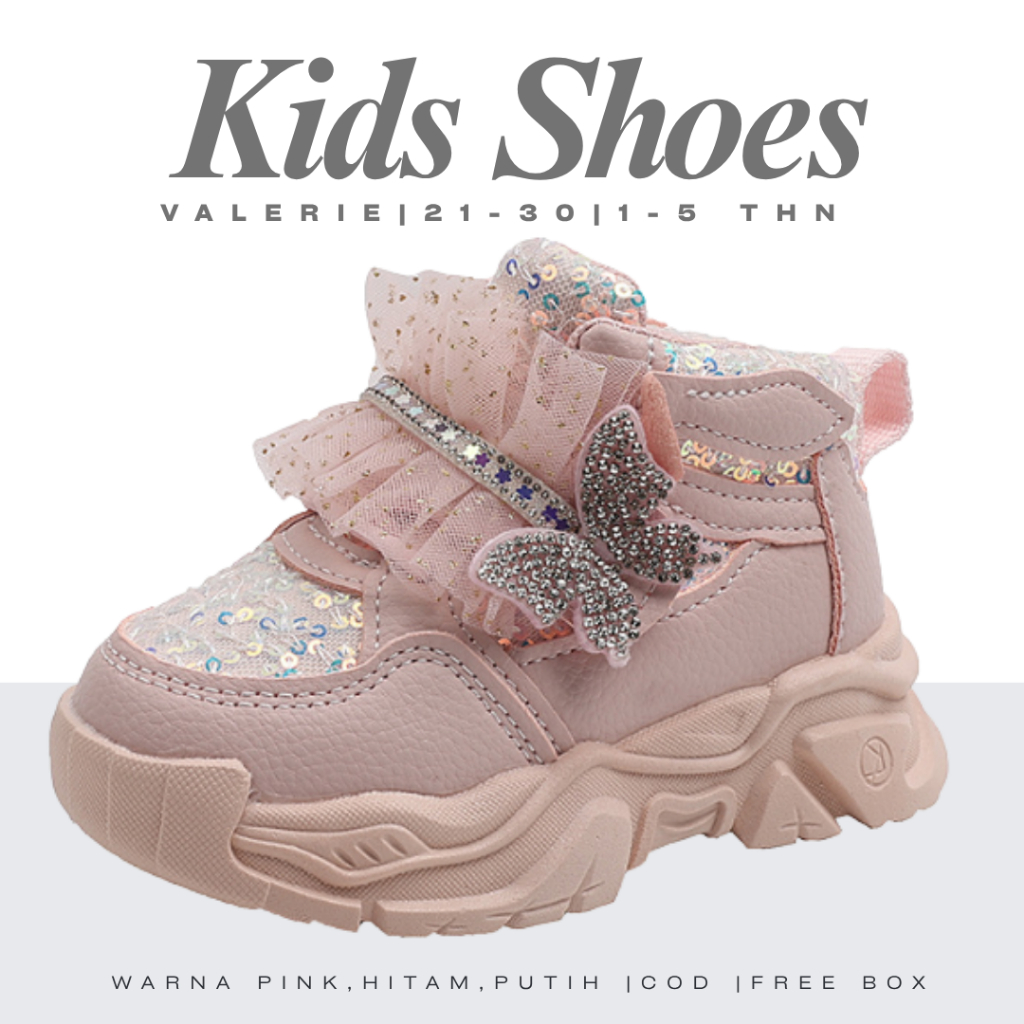 [Tokobig] Import Shoes Valerie Sepatu Anak Perempuan Sneakers Anak Perempuan Import Size 21-30 Usia 