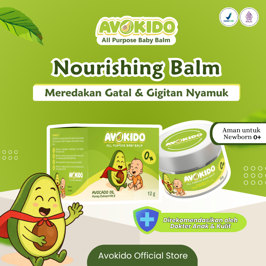 Avokido All Purpose Baby Balm 12g with Avocado Oil Vit E Beeswax - Salep Bayi dan Anak untuk meredak