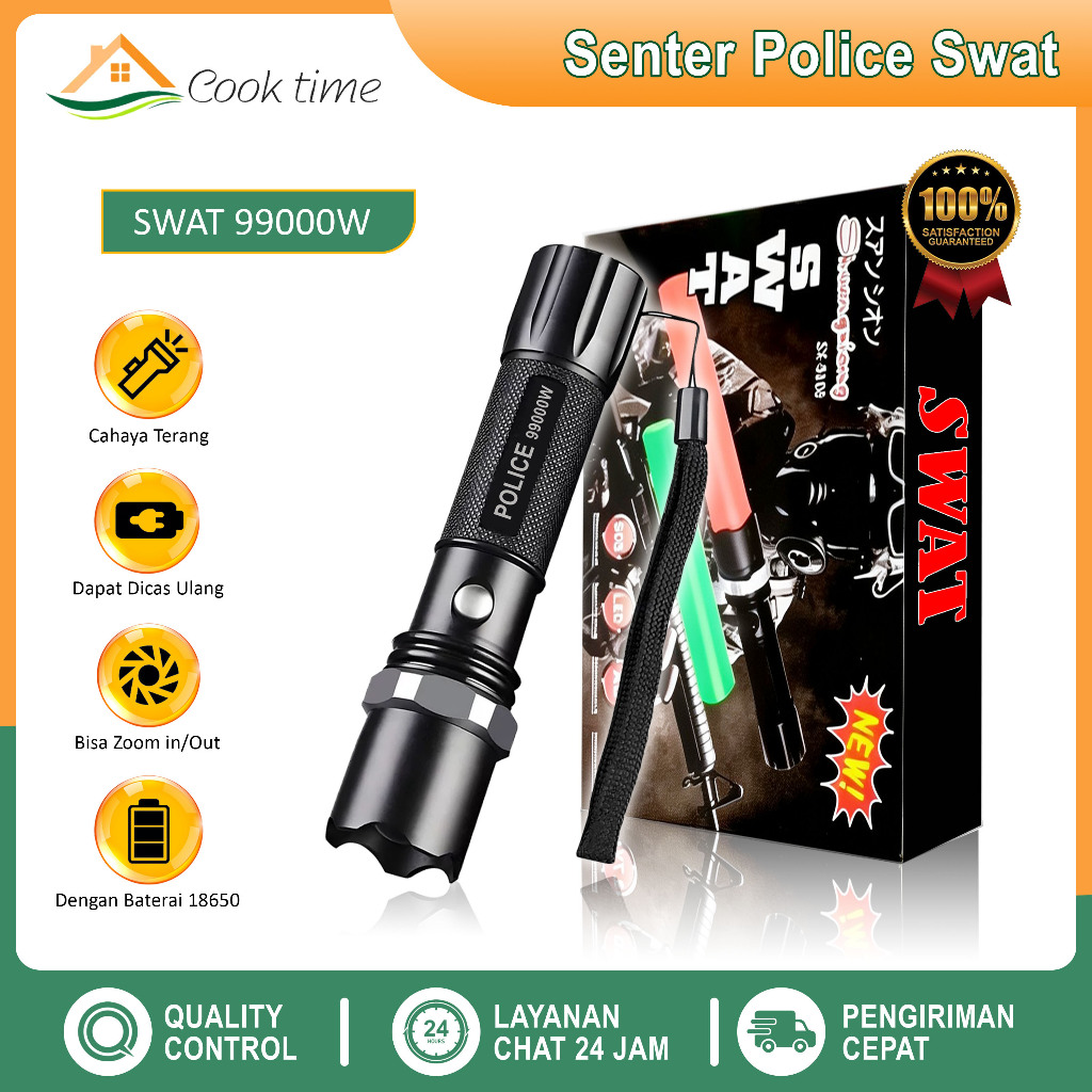 (CT) Senter police swat cone lalin /senter led super terang / senter swat / lampu senter