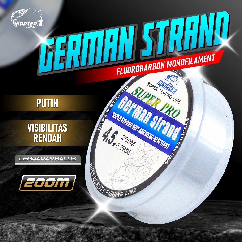 Kapten Fishing Tali Pancing Germany Putih Fishing Line 200m Senar Pancing Kuat Anti Keriting ORI