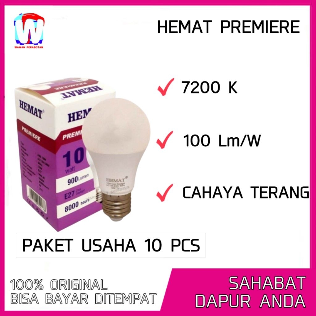 [10 Pcs] HEMAT PREMIERE LAMPU BOHLAM LED 5 WATT 10 WATT 15 WATT 20 WATT