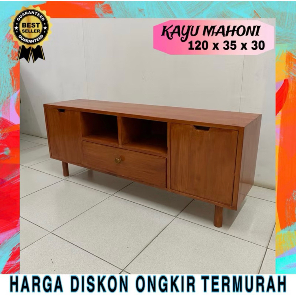 [Ready Stock] Meja TV Modern Kayu Mahoni 120cm
