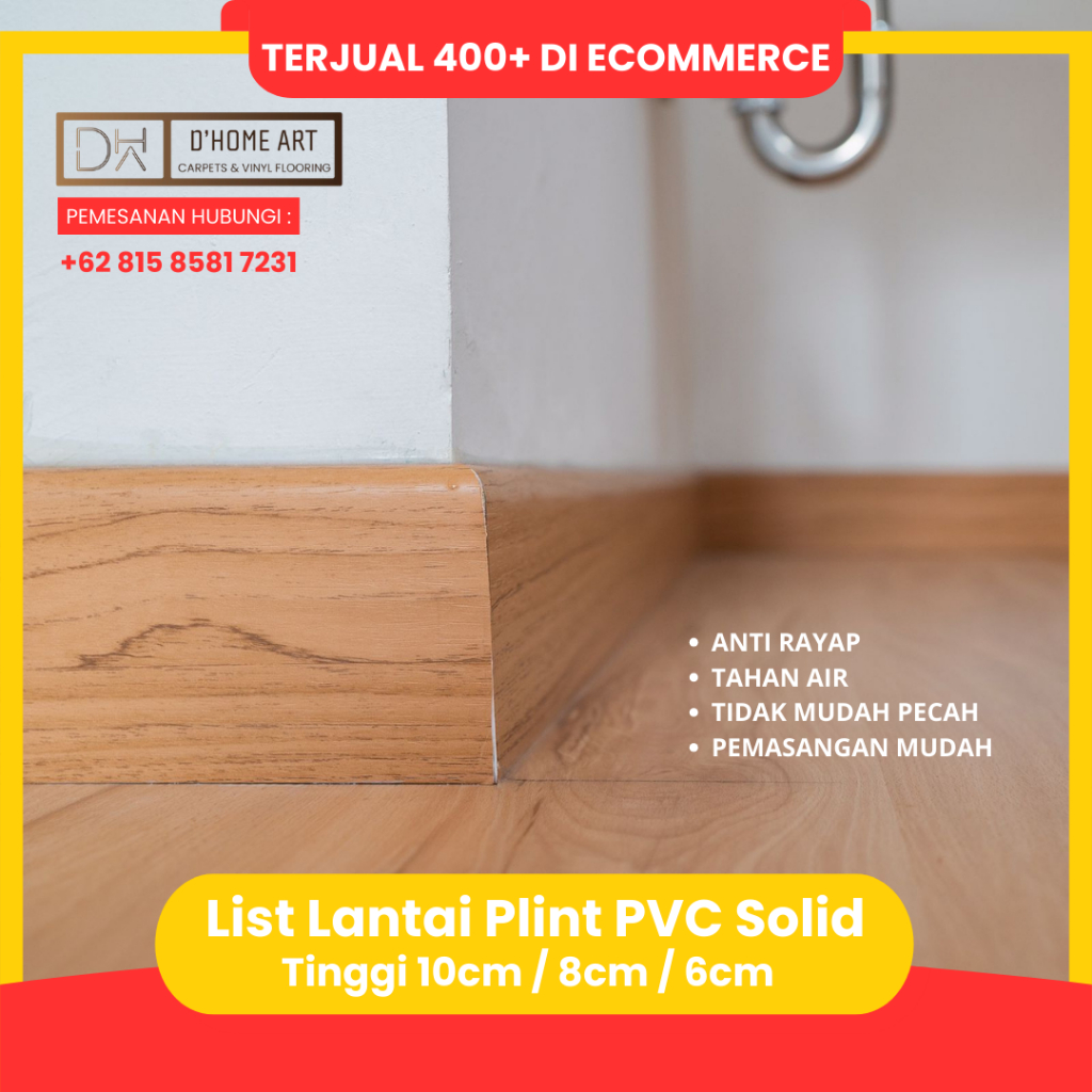 Plint Lantai PVC 10cm 8cm 6cm / Plint Dinding Lantai PVC 2,4 Meter