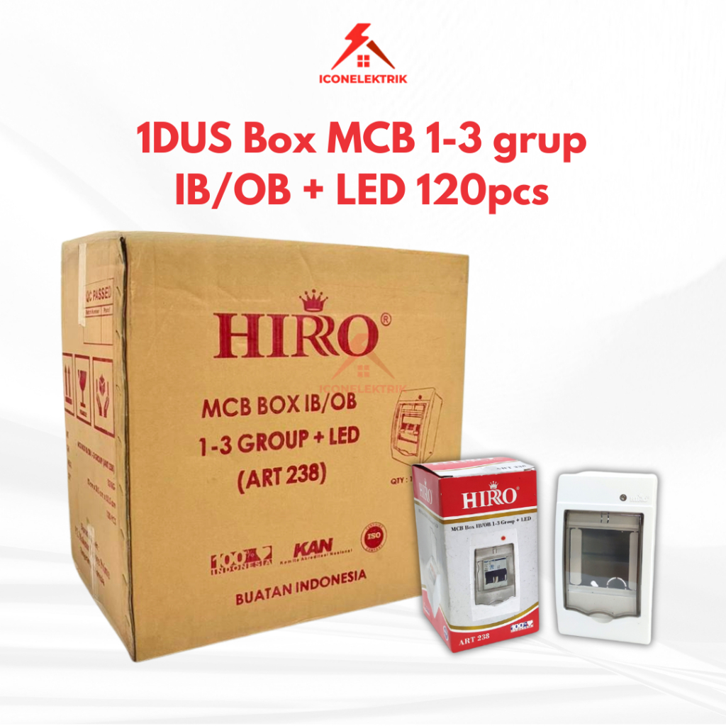 1 Dus 120 pcs Box MCB 1-3 Grup IB/OB HIRO LED Indikator Tutup MCB Panel Listrik Tanam Tempel Dinding