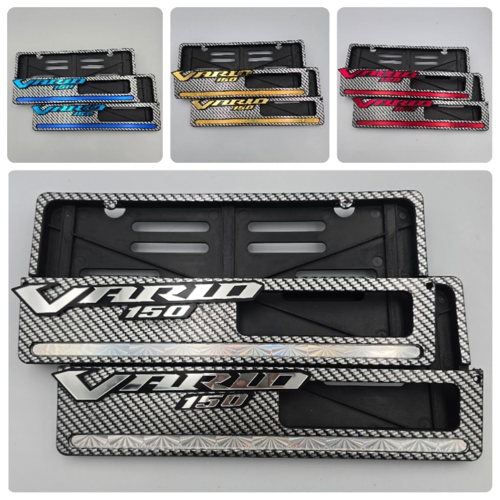Dudukan Plat Nomor Karbon List Warna Plus Emblem Akrilik Vario 150 Harga 1 Pasang - Tempat Plat Nomo