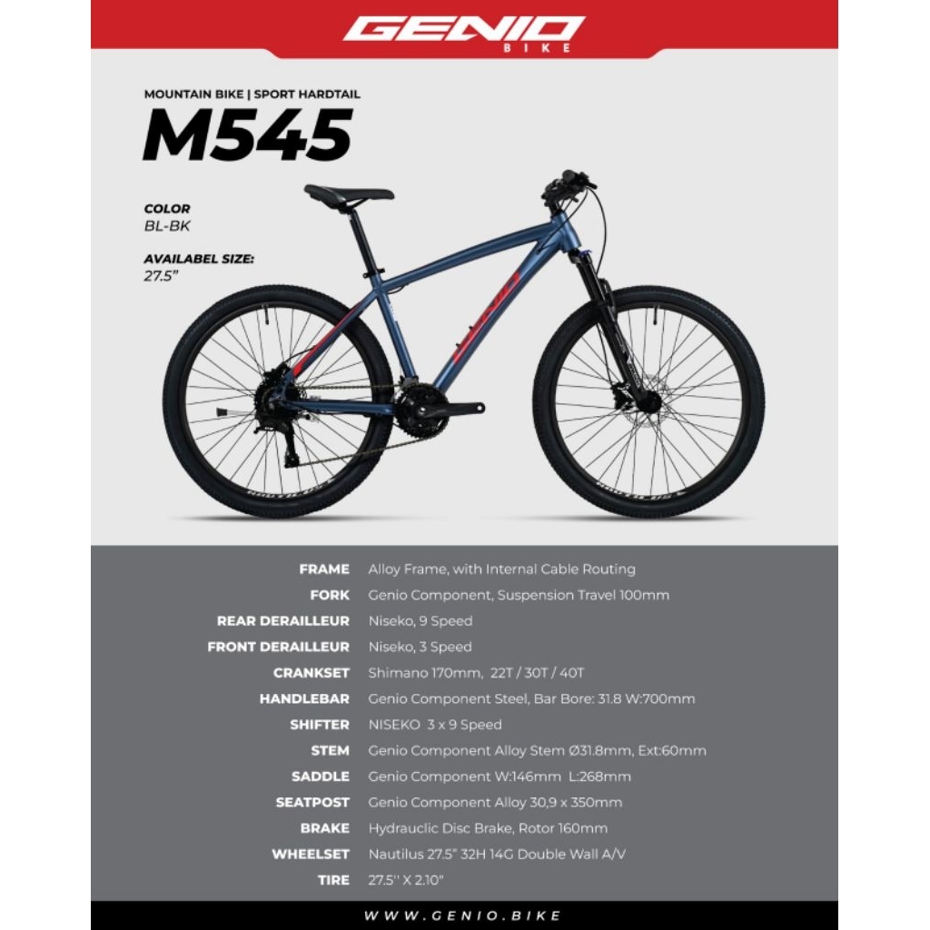 Sepeda Gunung / MTB Genio 27.5inch 3x9 NISEKO terlaris