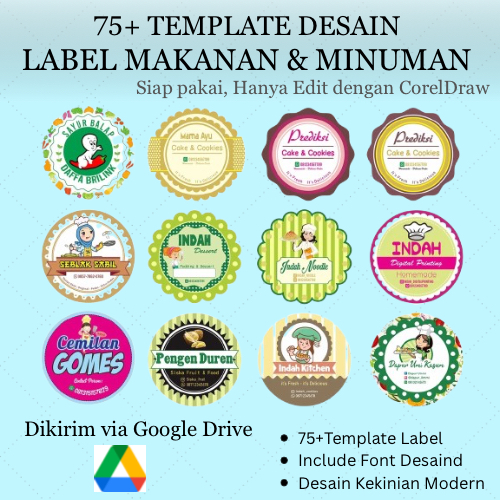 File Template Templet Desain design Label Makanan dan Minuman CDR Kekinian Modern Siap Edit