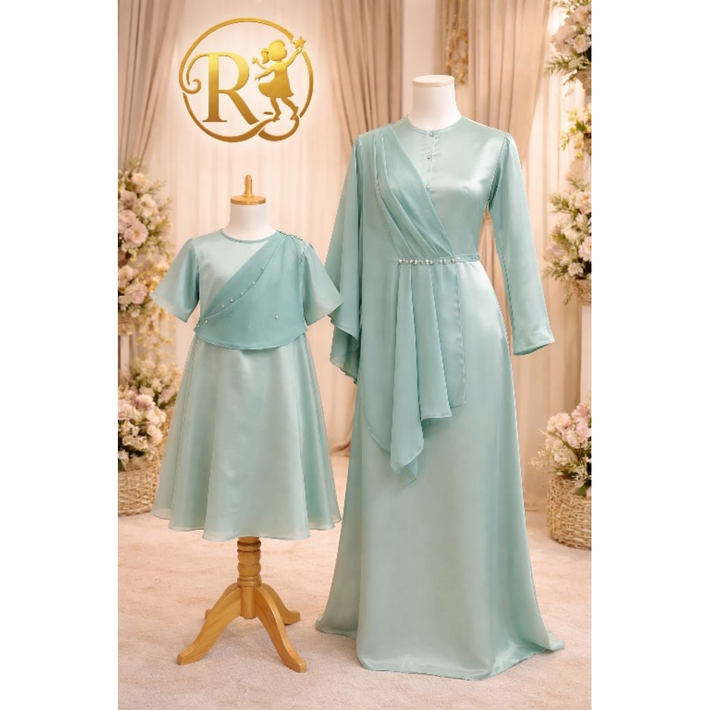 Gamis Dress Ibu dan anak bahan armani silk premium nyaman dipakai