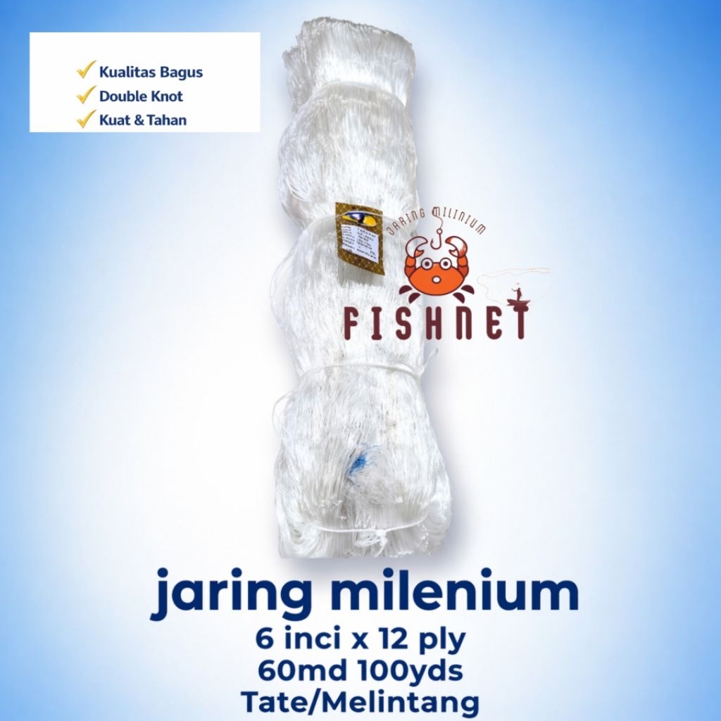 jaring milenium/jaring pintal/jaring ply/ 6inci 12ply 60md 100yds tate