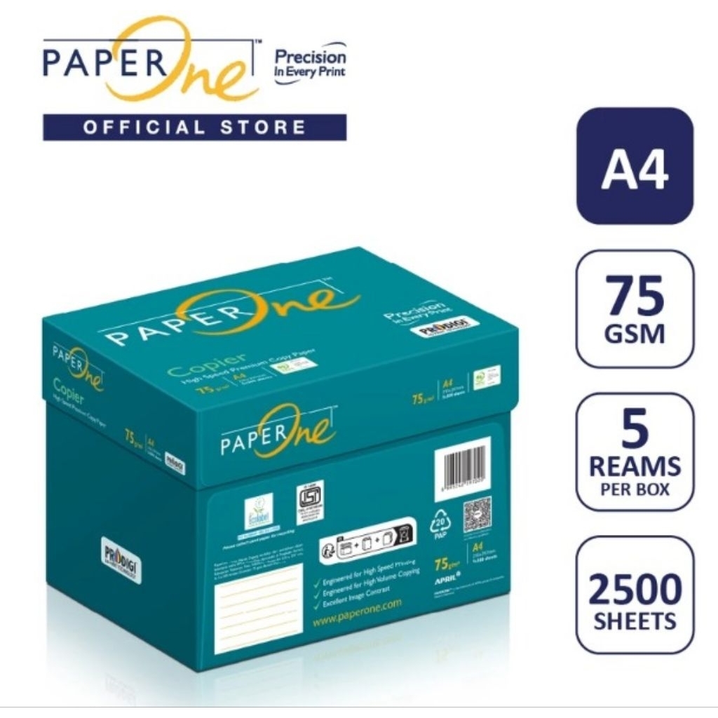HVS PaperOne Kertas A4 75gr Copier 1 DUS / Kertas HVS A4 Kertas Fotocopy