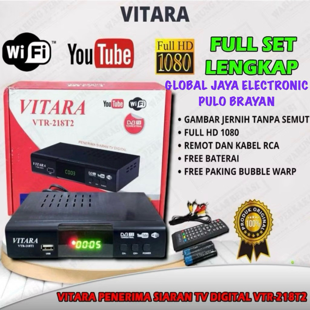 STB set top box VITARA siaran Tv digital jernih VTR-218T2 Desain ringkas,Mudah dipasang,Gambar jerni