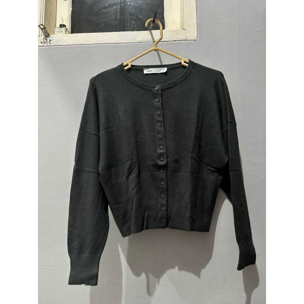 ZES crop cardigan dark grey