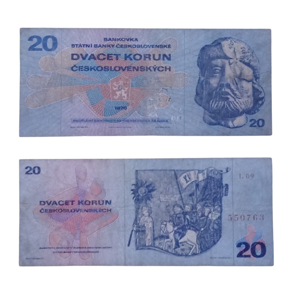 Uang Asing 20 Korun Cekoslowakia tahun 1970