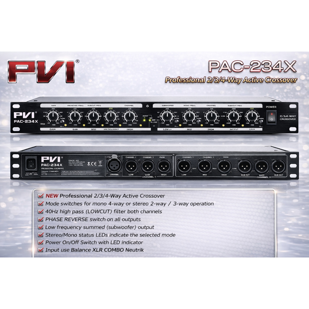 PVI PAC-234X Crossover 2/3/4 Way