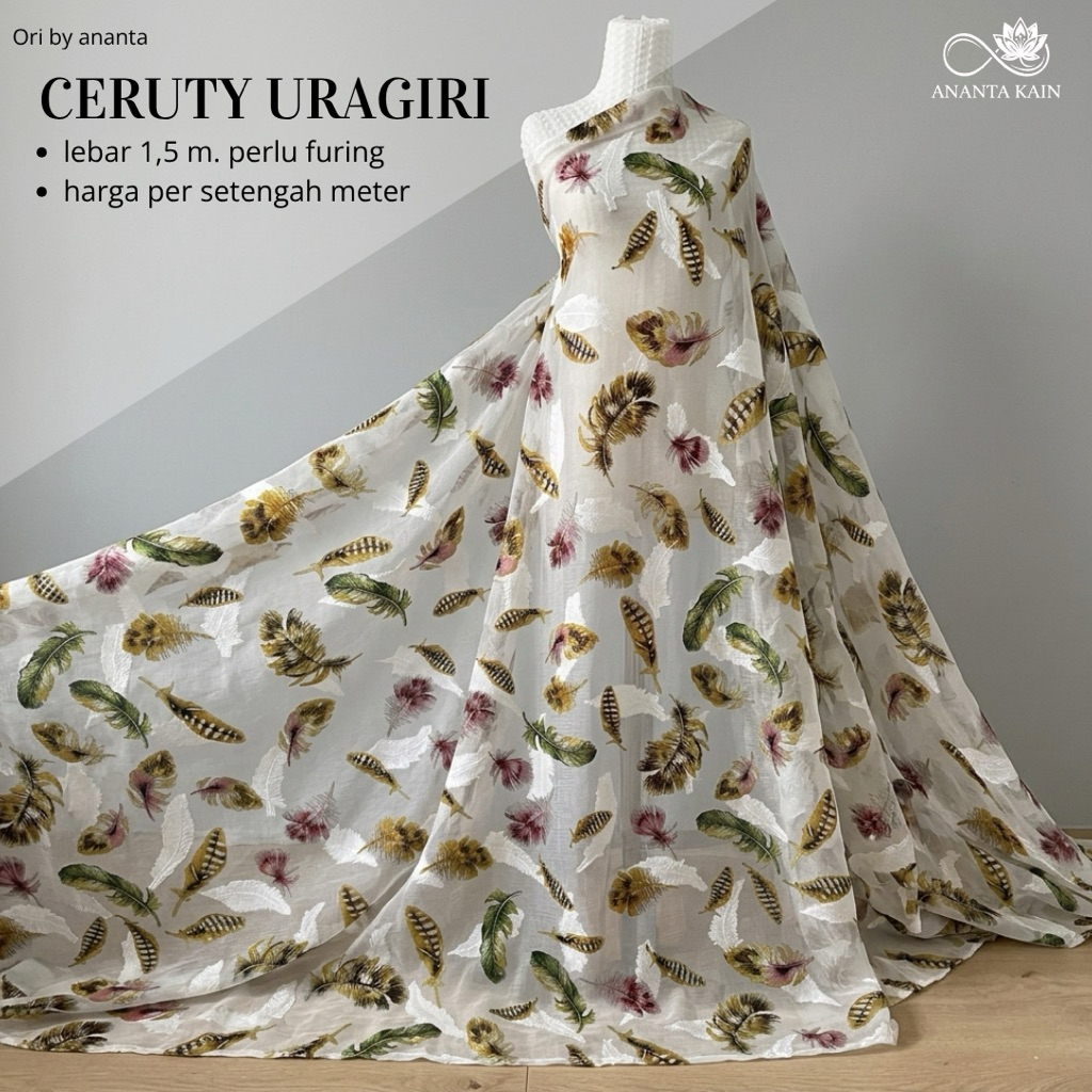 kain sifon embos motif bulu - kain sigon uragiri motif