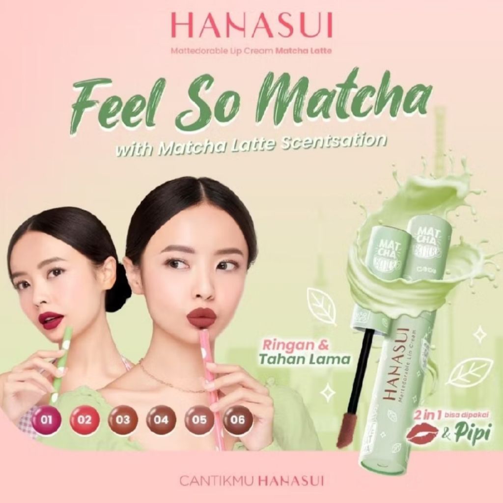 Lipcream Hanasui Matcha Latte Edition - Hanasui Matcha Original Mattedorable Lip Cream Matcha Latte 