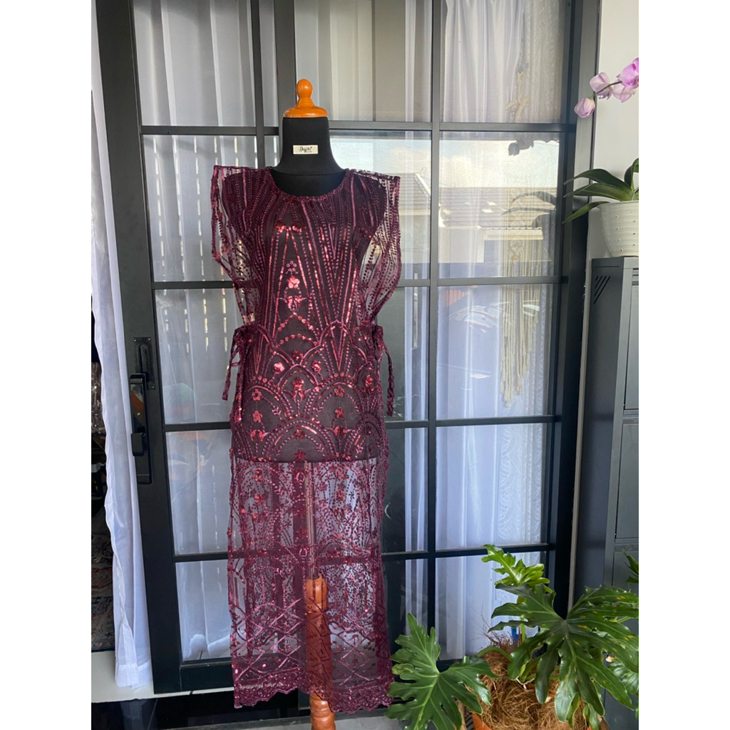 Vest Outer Brokat Wanita Panjang
