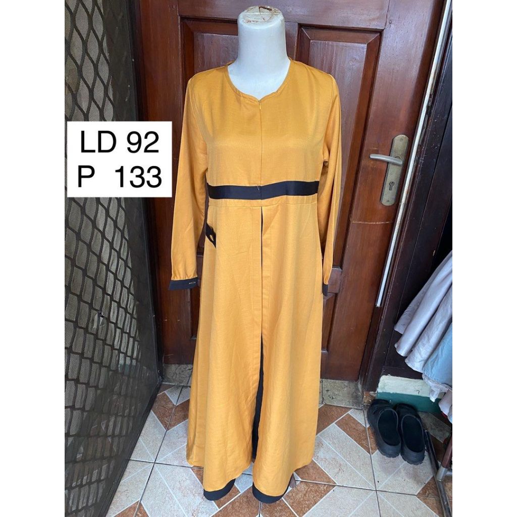 Gamis Wanita Busui Friendly Warna Mustard List Hitam Gamis Baju Ngaji Muslimah