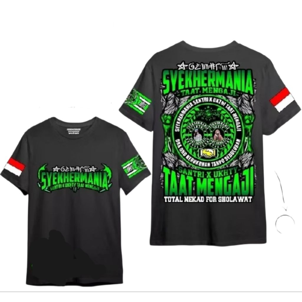 Kaos SYEKHERMANIA TAAT MENGAJI SANTRI X UKHTY/T-Shirt Lengan Pendek Pria wanita