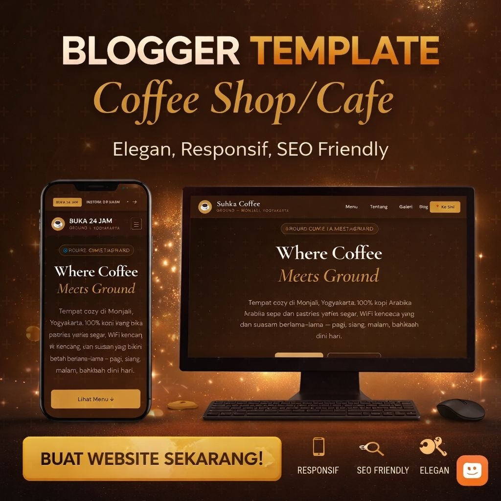 Template Blogger Cafe Coffee Shop | Responsive Mobile & Desktop | SEO Friendly Website