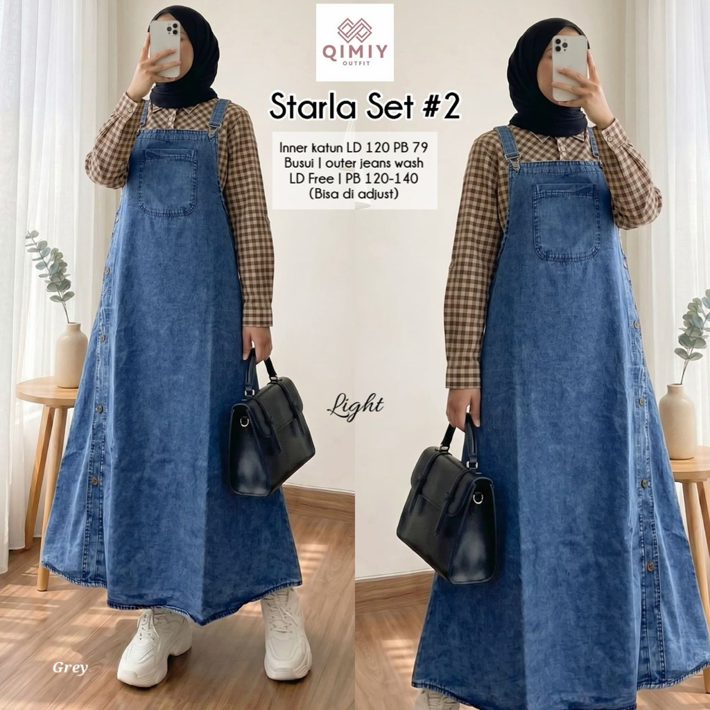 Starla Set 2 setelan wanita Overall by Qimiy