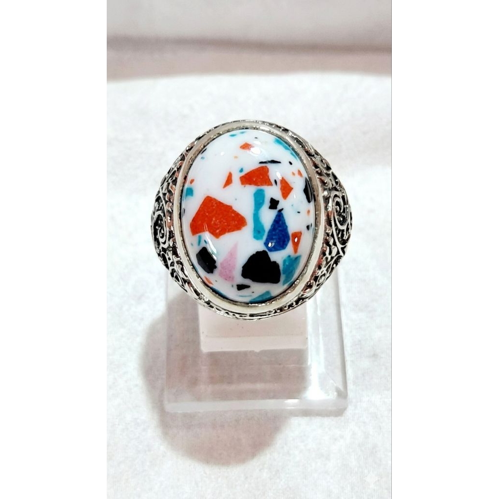 cincin batu akik panca warna afrika ring ALPAKA SUPER