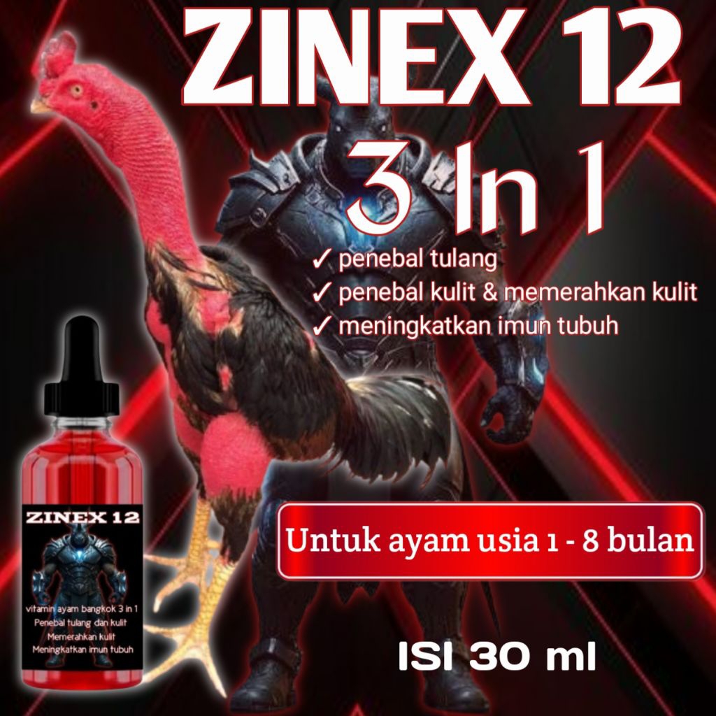 Zinex12 vitamin kulit memerahkan anak ayam Bangkok usia 1 sampai 8 bulan
