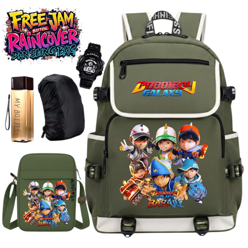 Tas Ransel Sekolah Anak TK SD Laki Laki Karakter Boboiboy - Tas Anak Boboiboy - Paket Murah