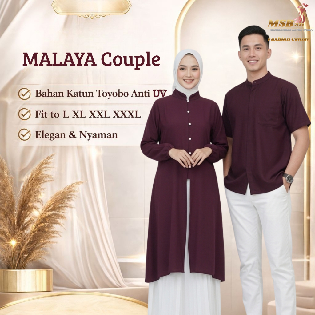 Malaya Long Tunik Couple Pasangan / Baju Muslim Lebaran Pasangan Sarimbit