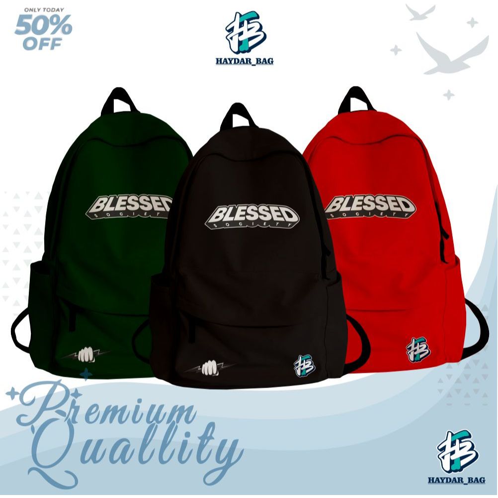 HB - Tas Ransel anak Cowok Pelajar Sekolah Sd Smp Sma Motif Bintang Black Metal Backpack Fashion Ana