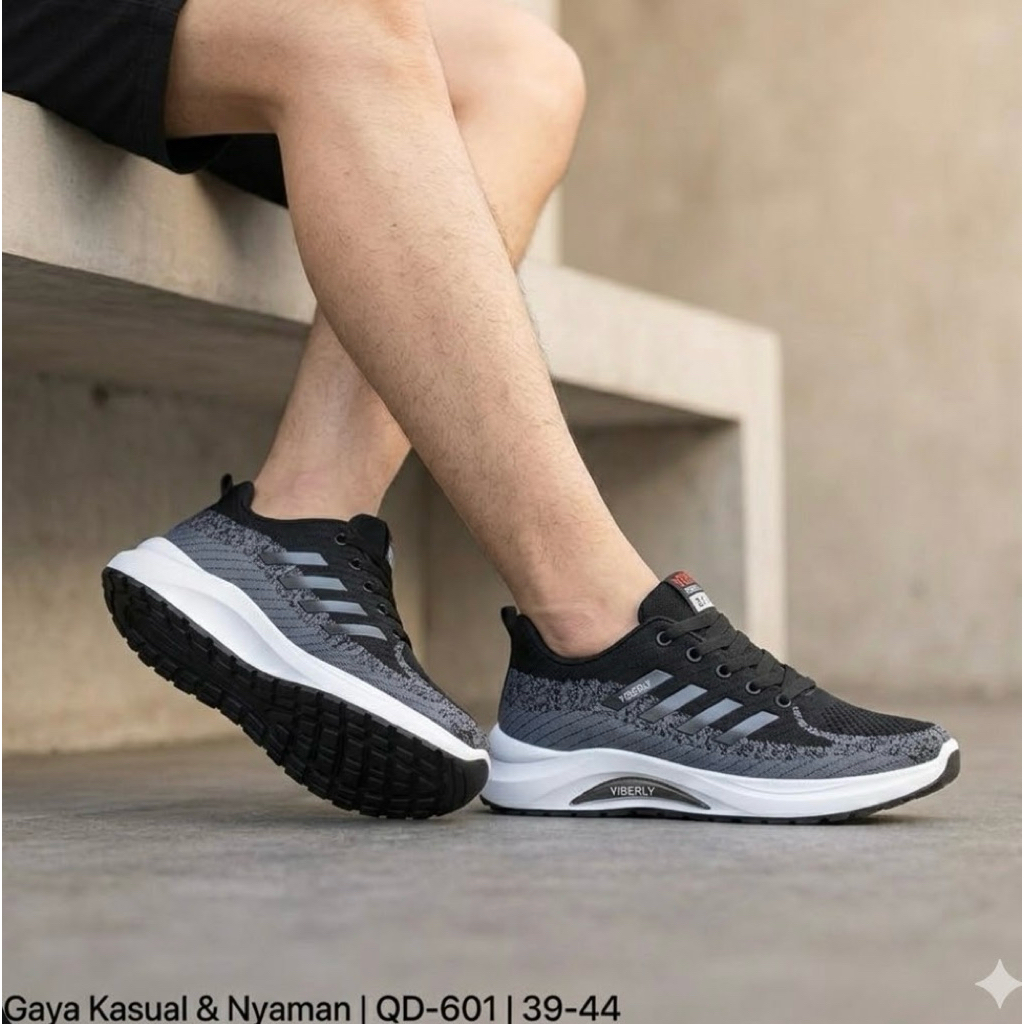 "Sepatu Sneakers Pria YIBERLY Hitam Abu - Nyaman & Stylish - Original"