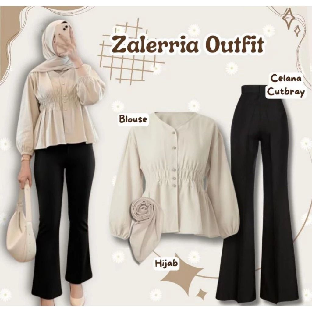 One Set Casual Remaja Dewasa / Cardigan Knit + Hijab + Celana Cutbray Haighwaist / Setelan Wanita / 