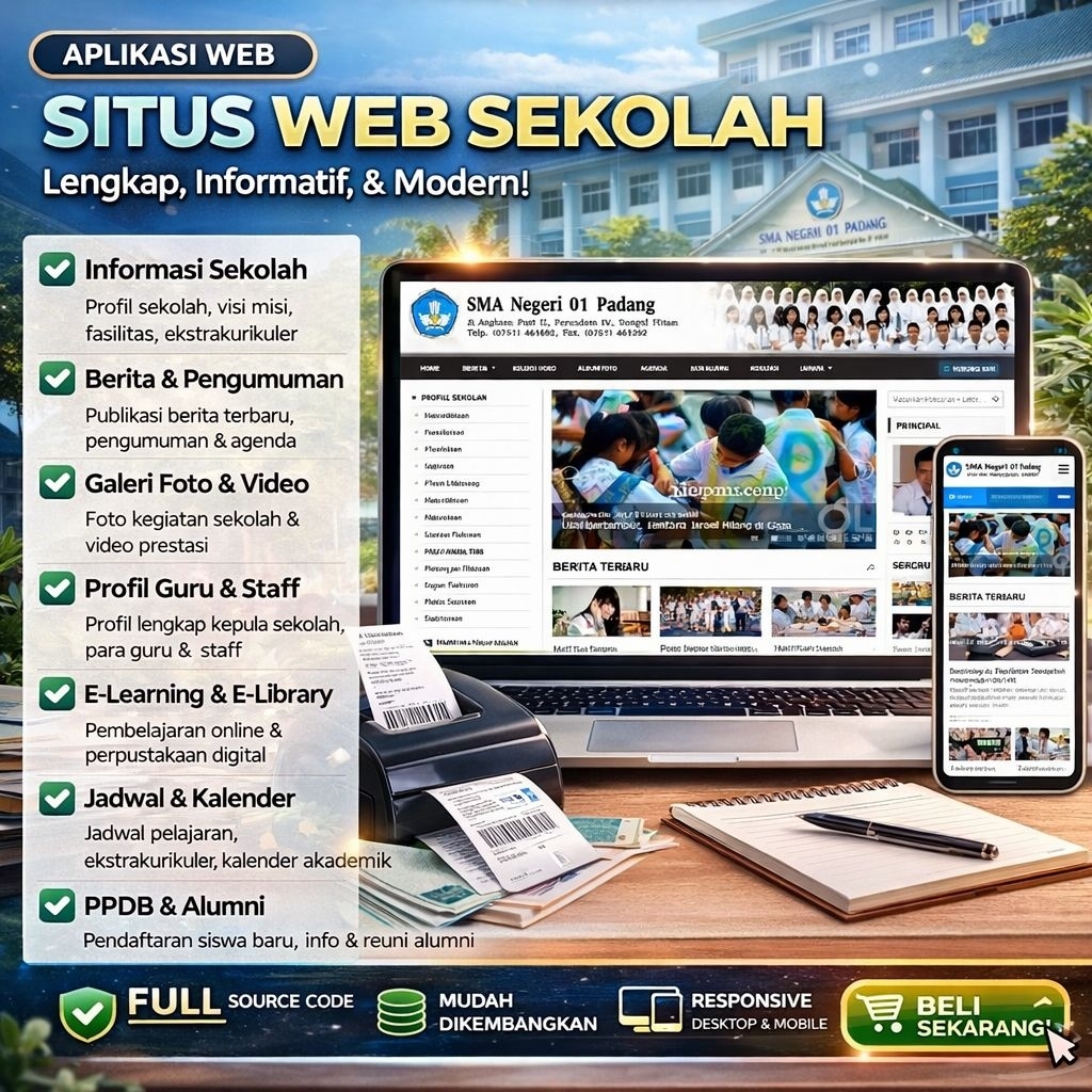 Aplikasi Sistem Informasi Sekolah Web + Source Code | Data Siswa Guru Akademik Siap Pakai