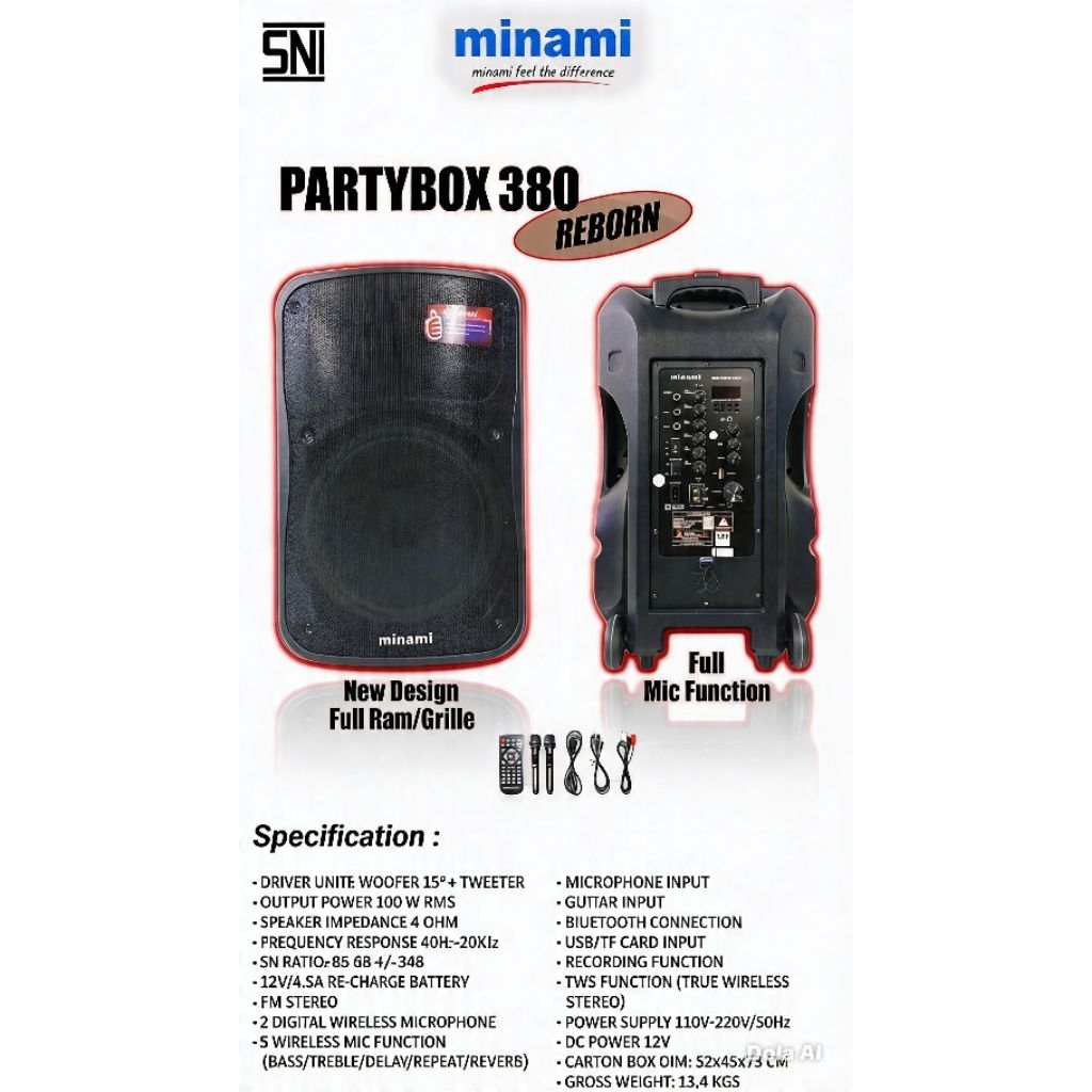 Minami Speaker Bluetooth 18 Inch PB-380