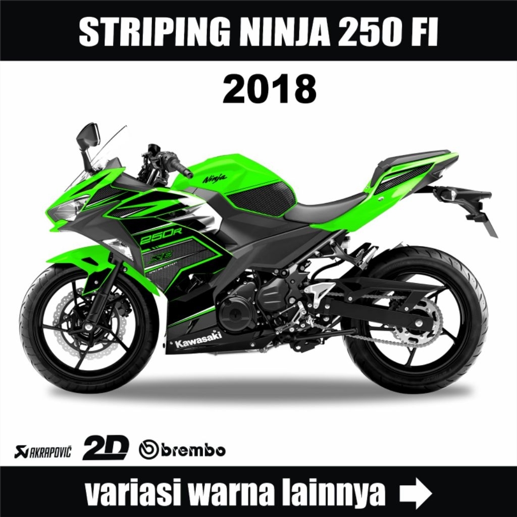 Striping Stiker Ninja 250R SE 2018 / Sticker Variasi List Body MOTOR KAWASAKI NINJA 250 FI 2018 / De