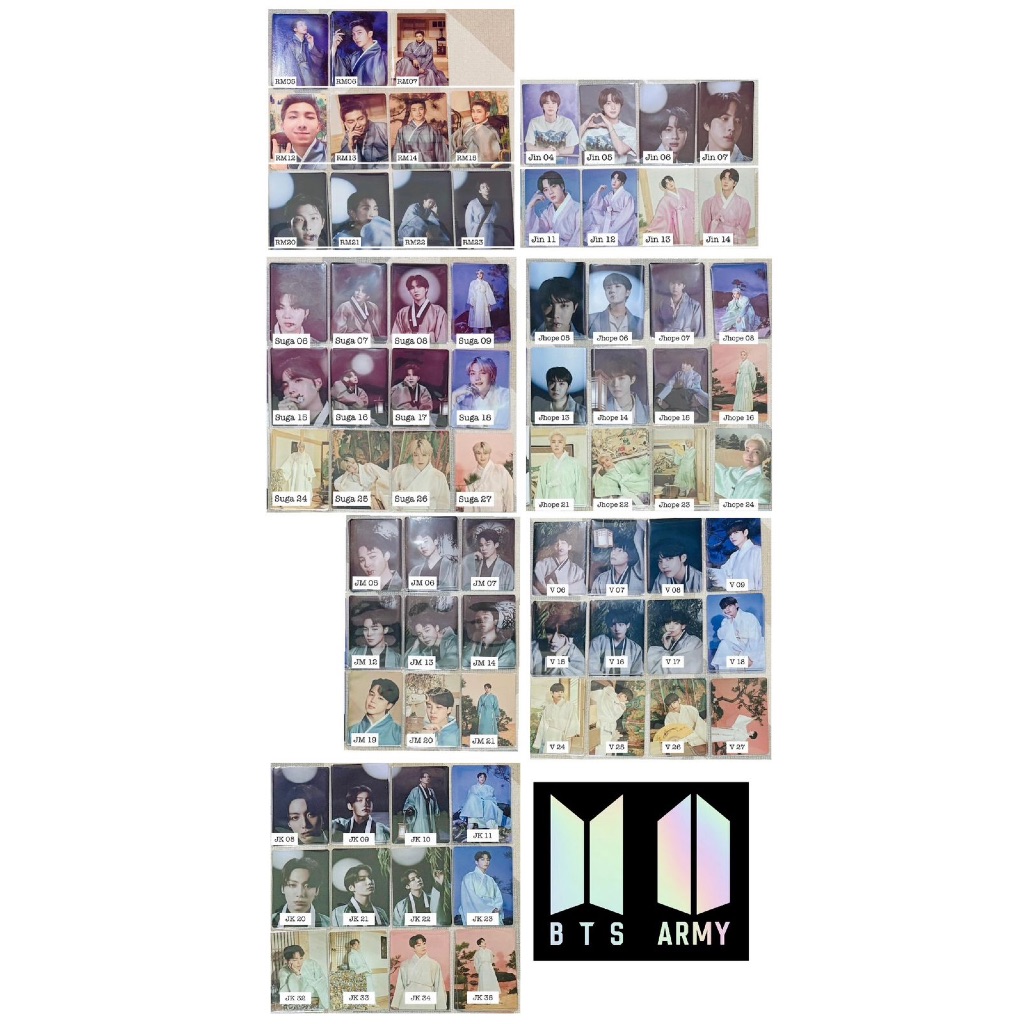OFFICIAL PHOTOCARD MPC BTS SET Dalmajung RM Namjoon, JIN, JHOPE Jung Hoseok, SUGA Yoongi, JIMIN, V T