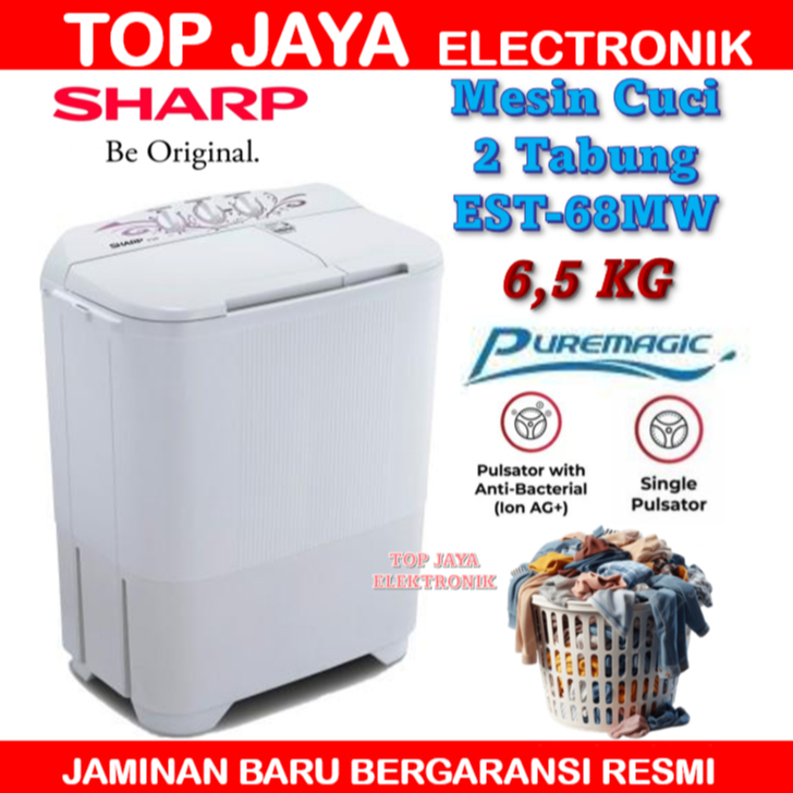 MESIN CUCI SHARP 2 TABUNG EST-68MW/MESIN CUCI 2 TABUNG SHARP EST-68MW/SHARP MESIN CUCI 2 TABUNG NEW 