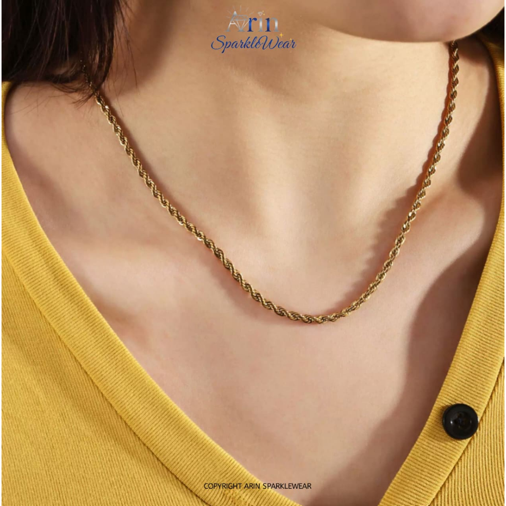 Kalung Tambang Titanium Tahan Air Anti Karat Pria Wanita 2-5mm Premium