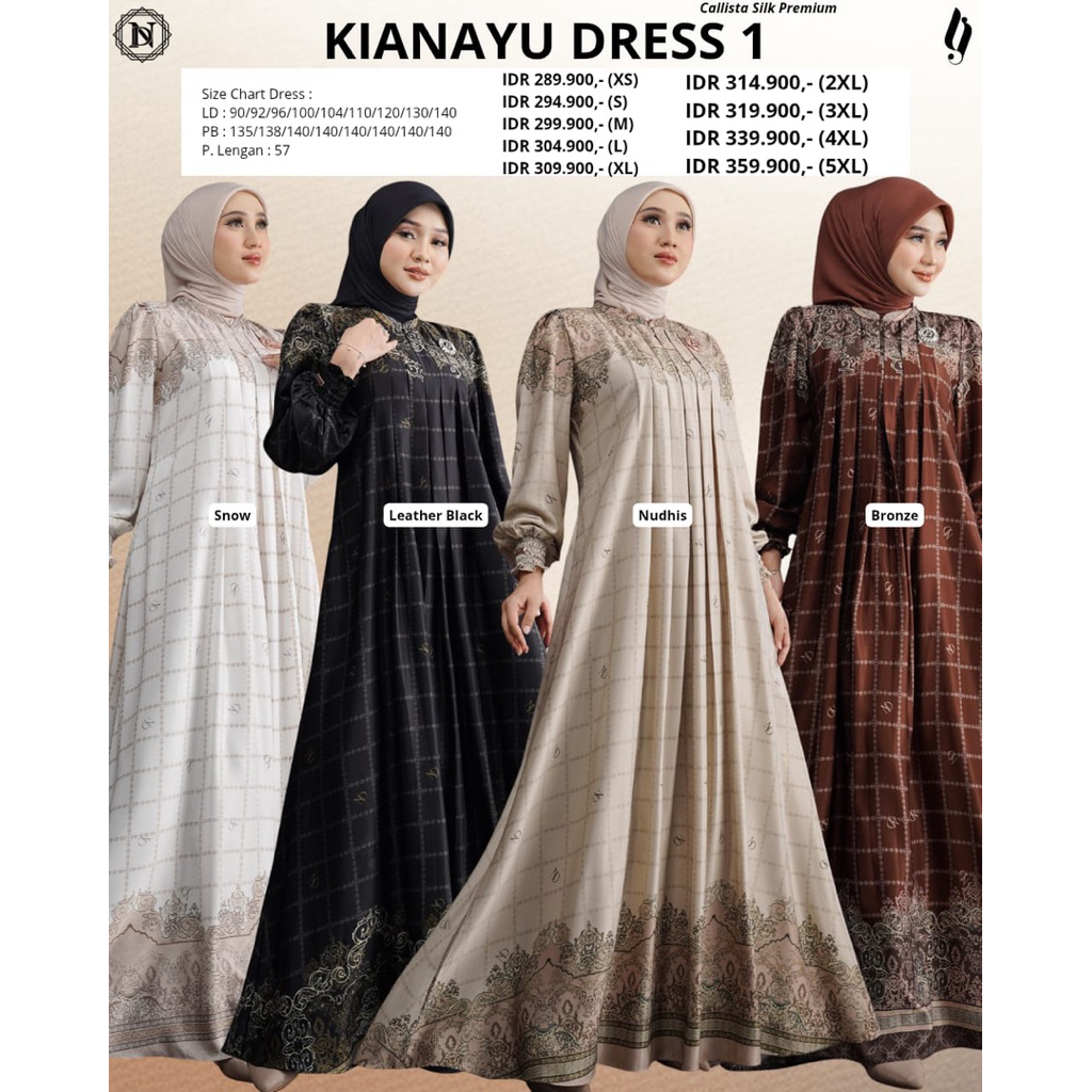BISA COD - KIANAYU STYLE 1 DRESS/MIDI GAMIS MEWAH DRESS MOTIF NADHEERA LUXURY-INAYAH HIJAB